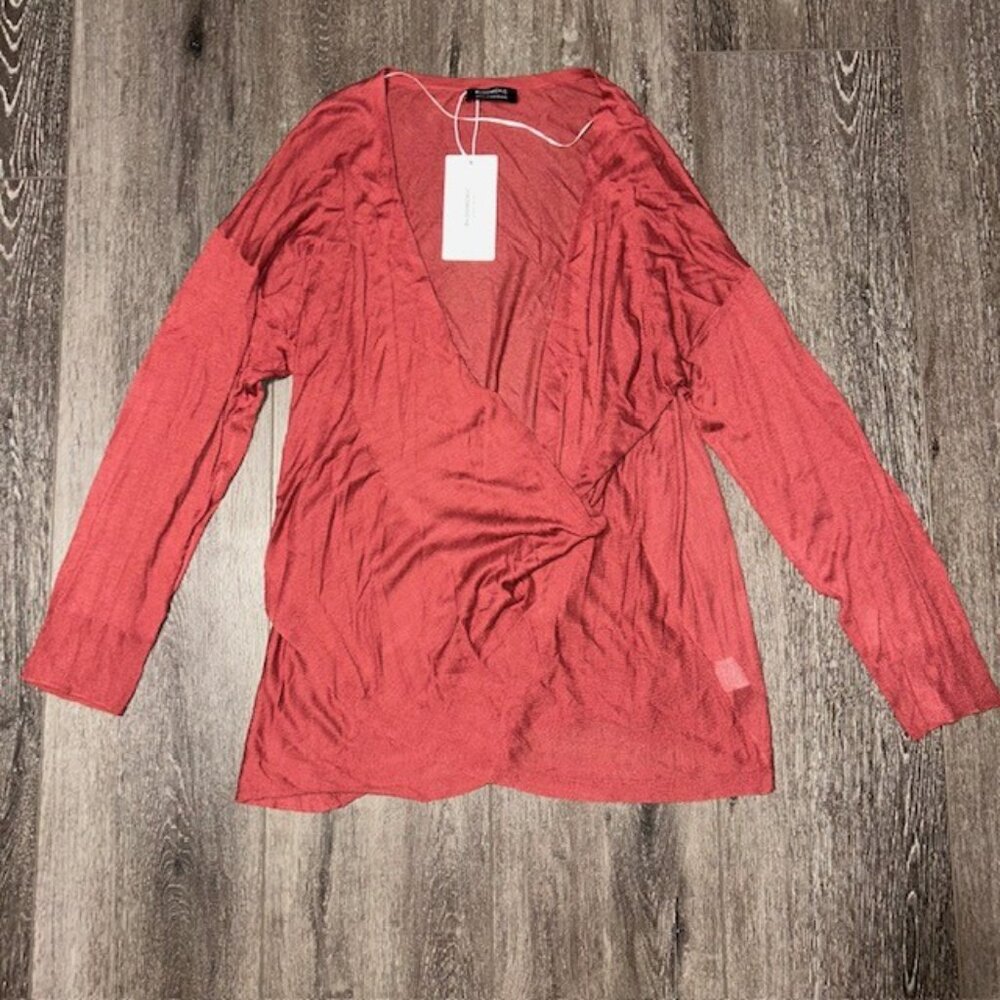 Bloomchic Wrap Style Top Overlap Womens Size 14-16 Long Sleeve Red BRAND NEW NWT